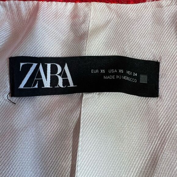 ZARA RED Texture Double Breast Blazer Size Small - Picture 3 of 14